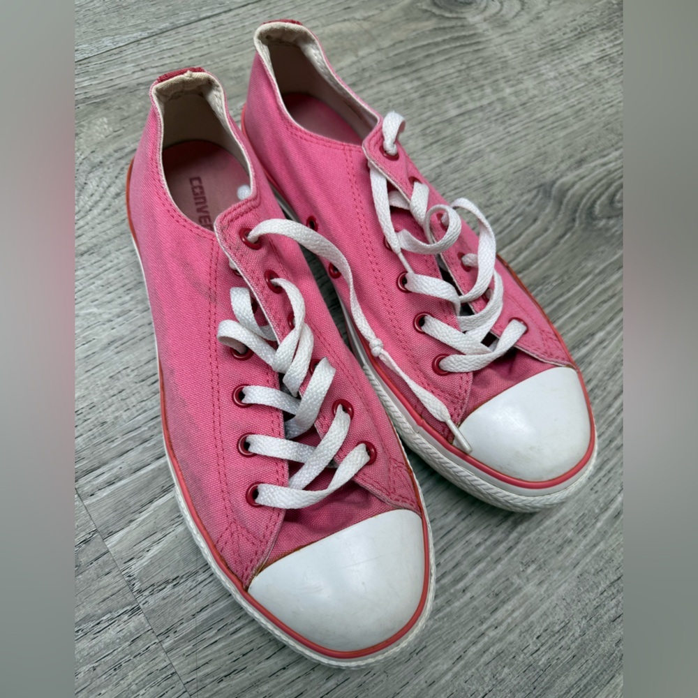 Converse Pink and White Low Top Canvas Sneakers